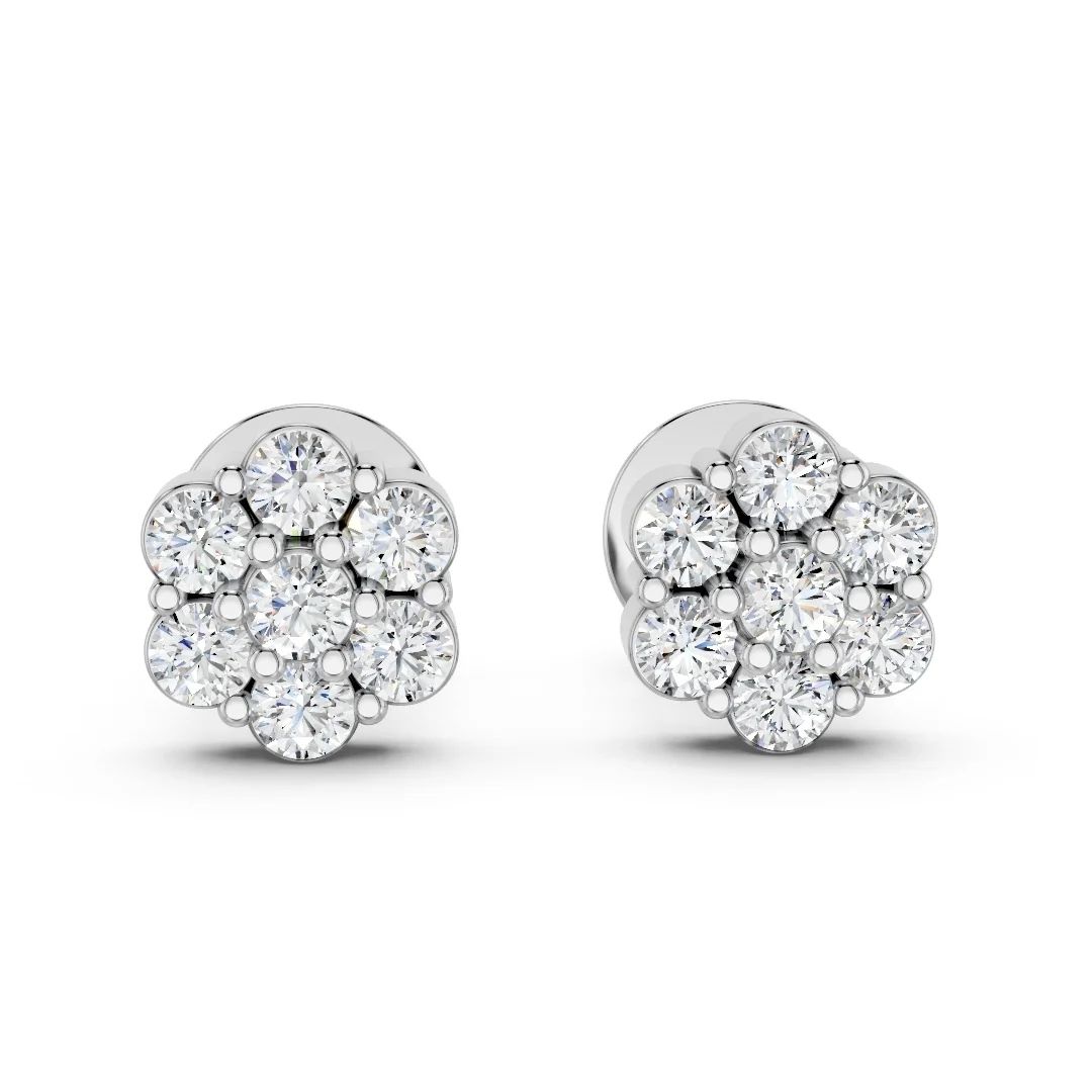 Classic Flower Cluster Diamond Studs - Image 2