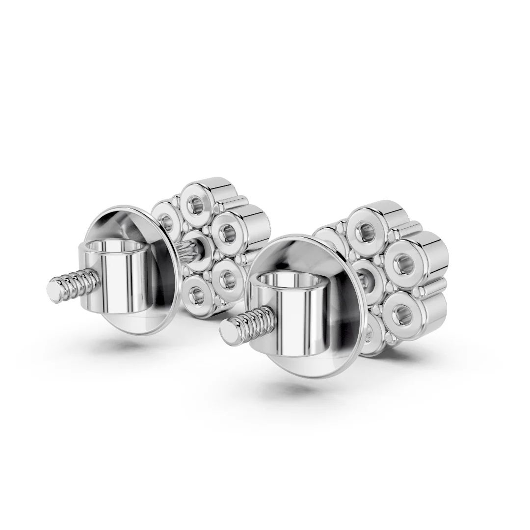 Classic Flower Cluster Diamond Studs - Image 3