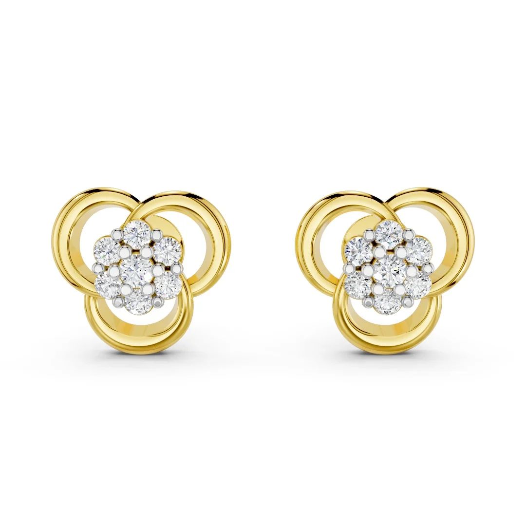 Triple Halo Diamond Flower Studs - Image 2