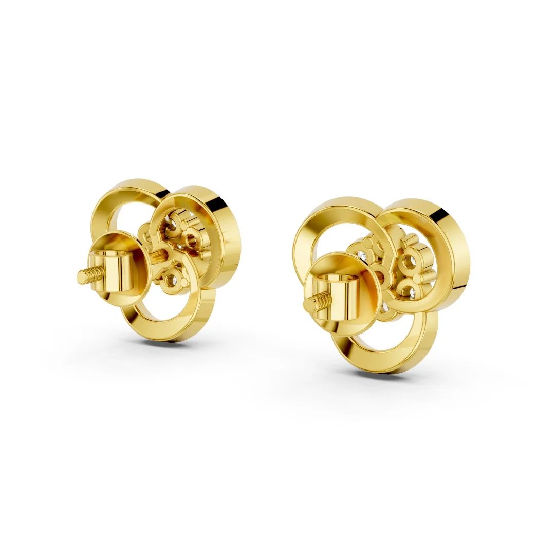 Triple Halo Diamond Flower Studs - Image 3