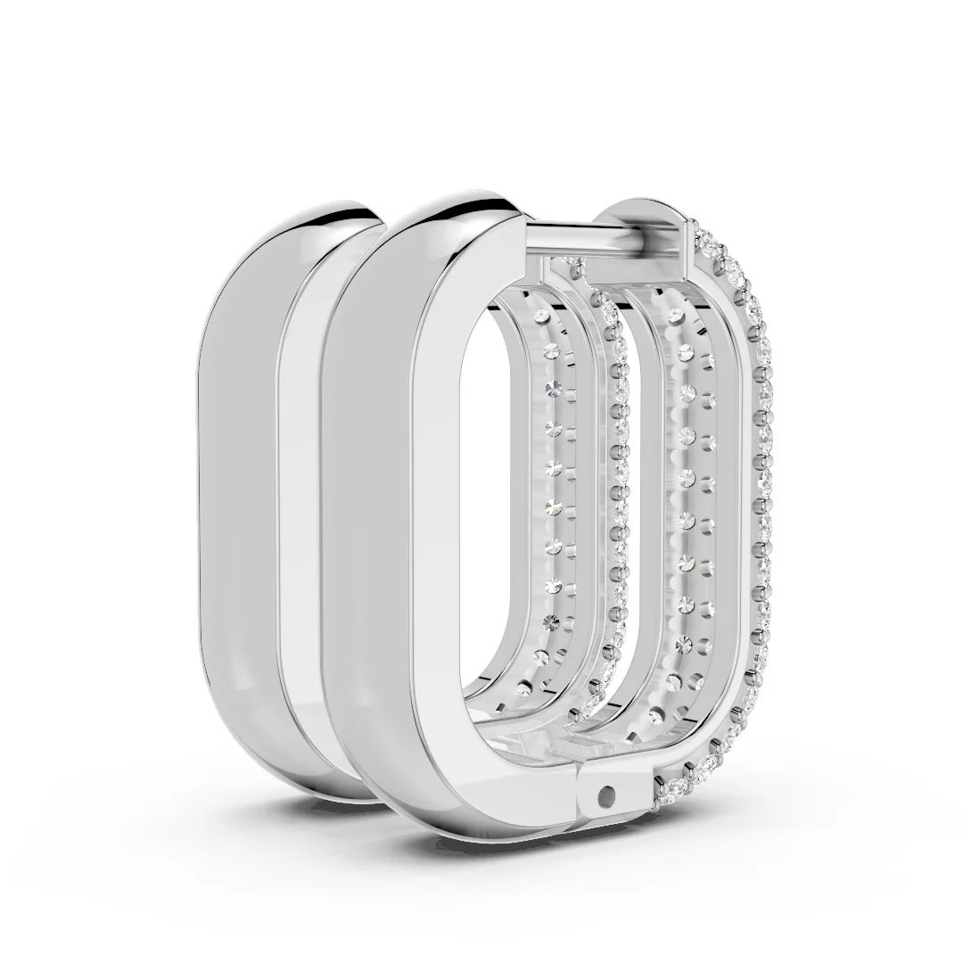 Diamond Crest Rectangle Hoops - Image 3