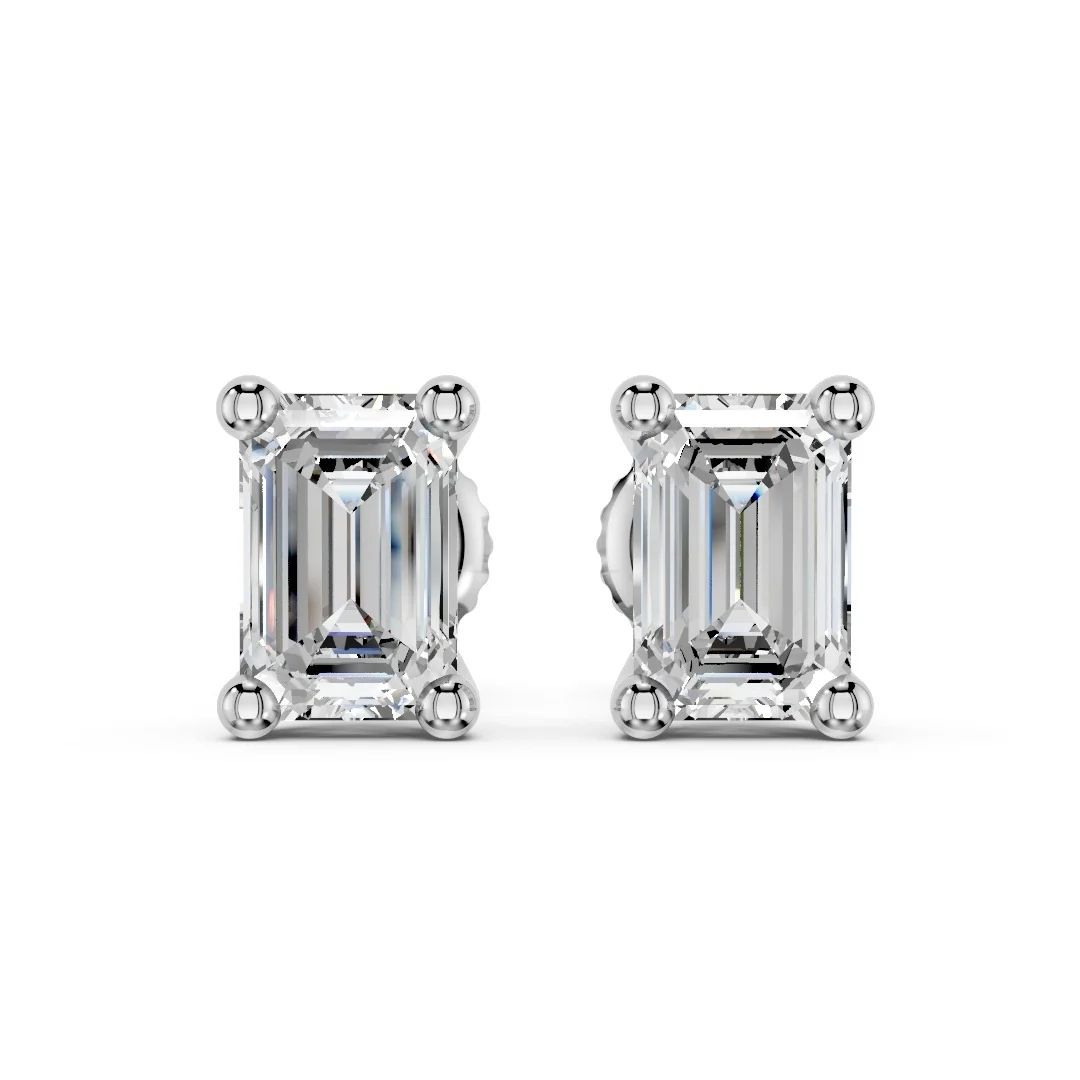 Emerald Cut Solitaire Studs - Image 2
