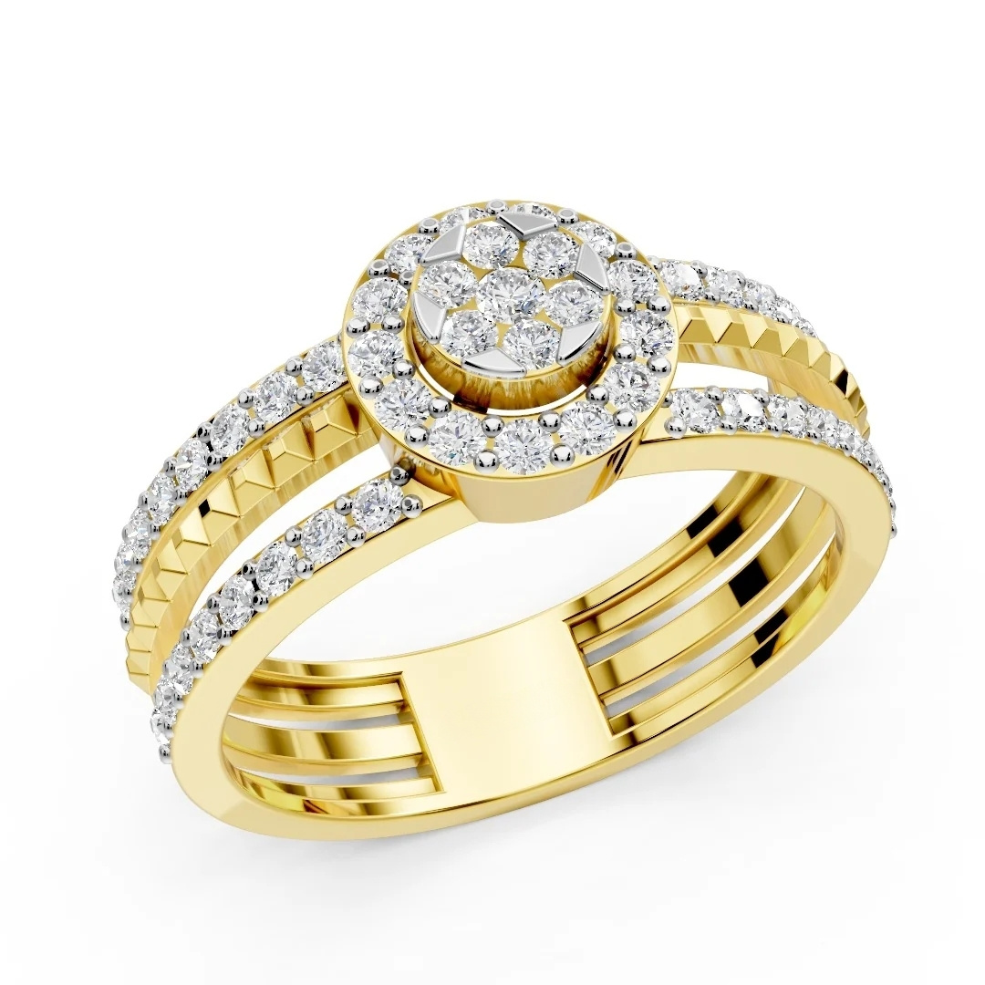 Gold Halo Cluster Ring