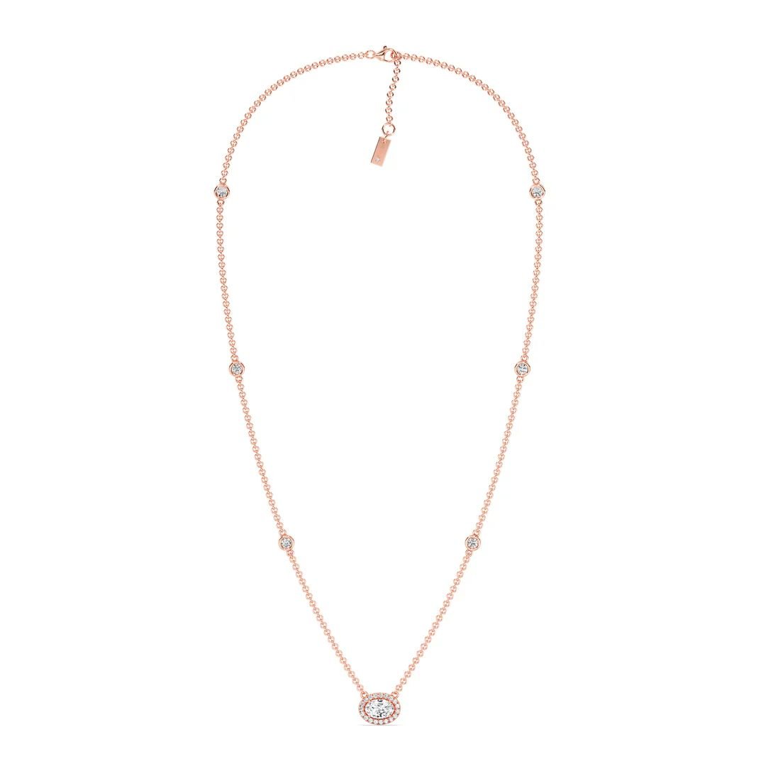 Oval Diamond Station Necklace - Image 7