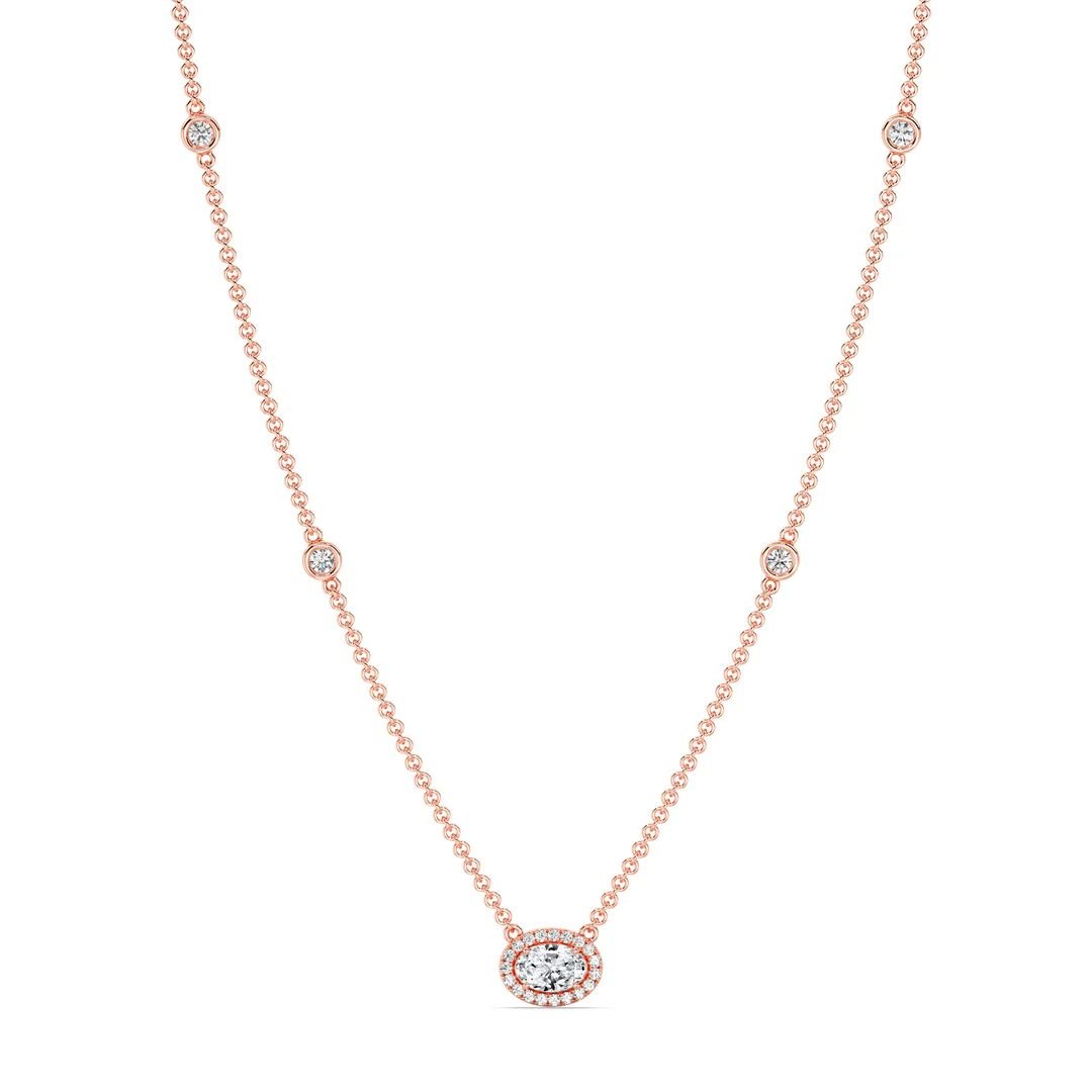 Oval Diamond Station Necklace - Image 5