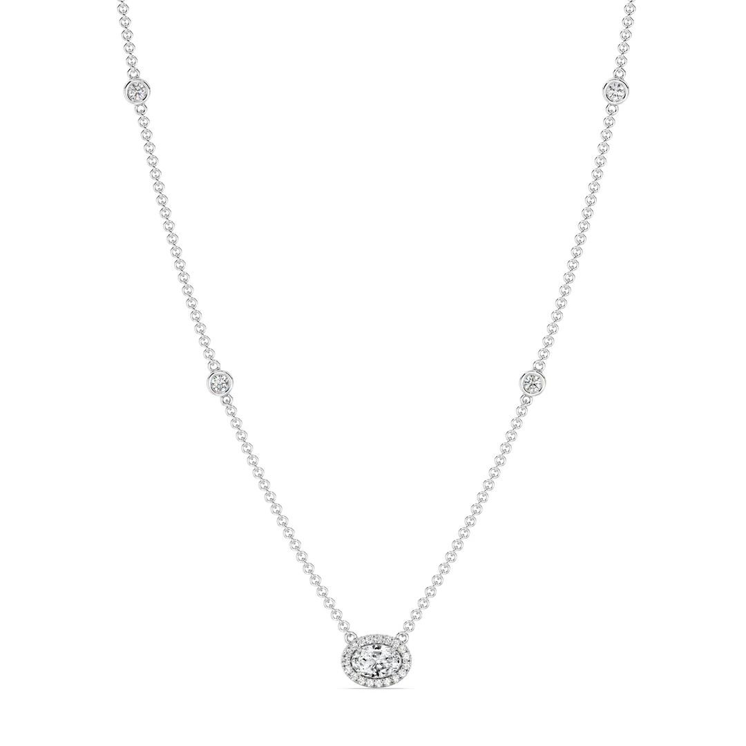 Oval Diamond Station Necklace - Image 9