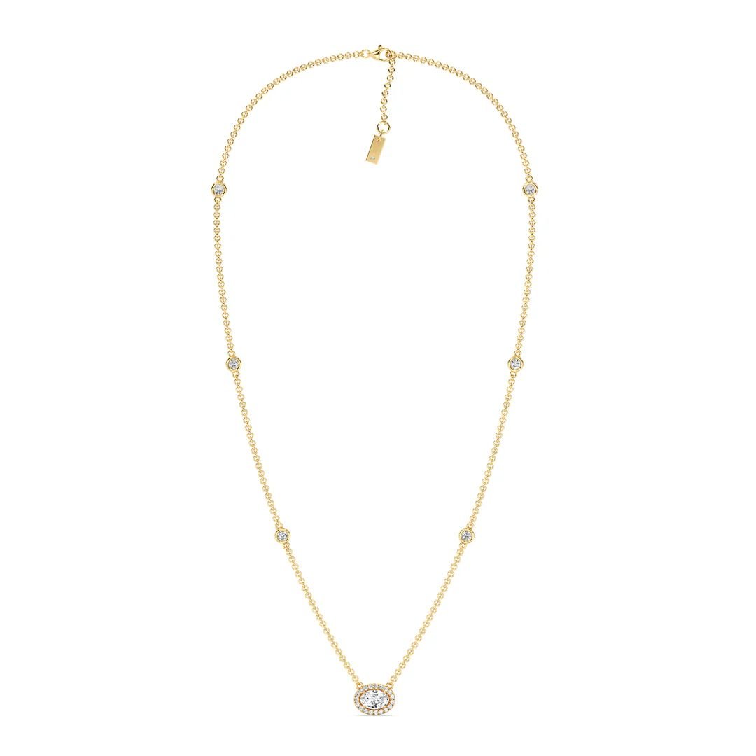 Oval Diamond Station Necklace - Image 3