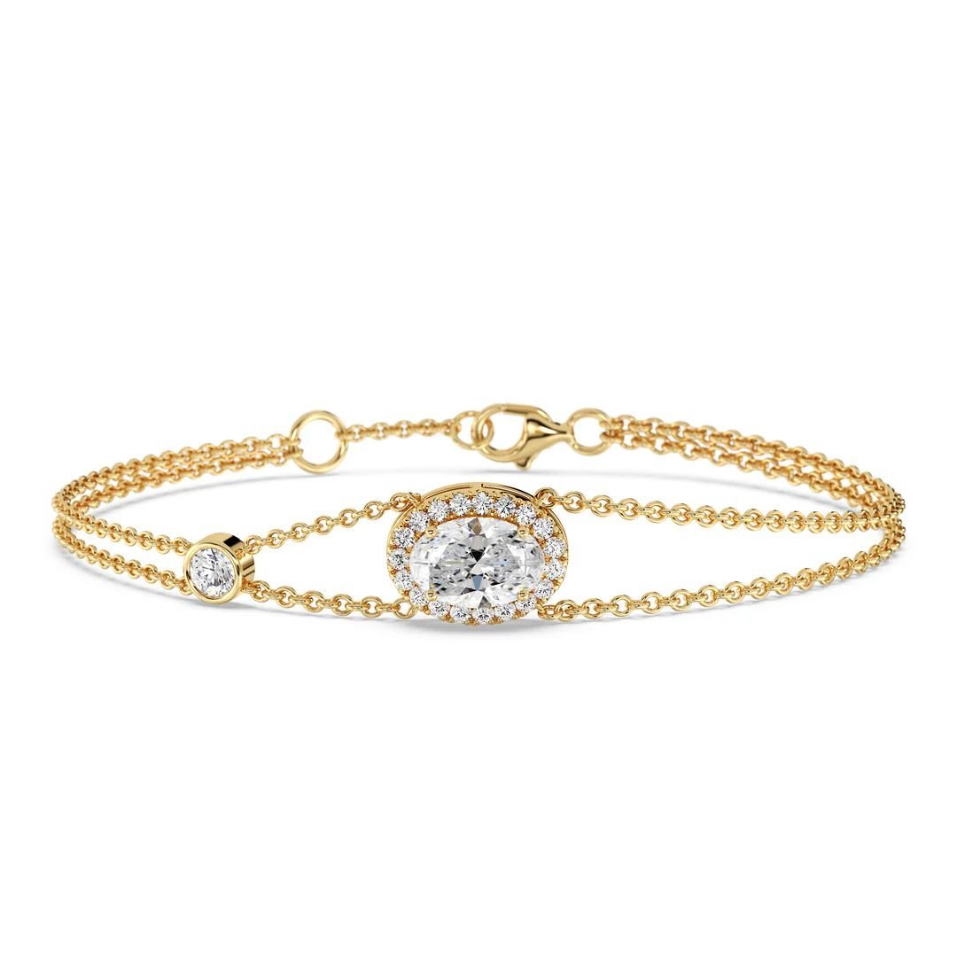 Double Chain Halo Bracelet Oval-Cut