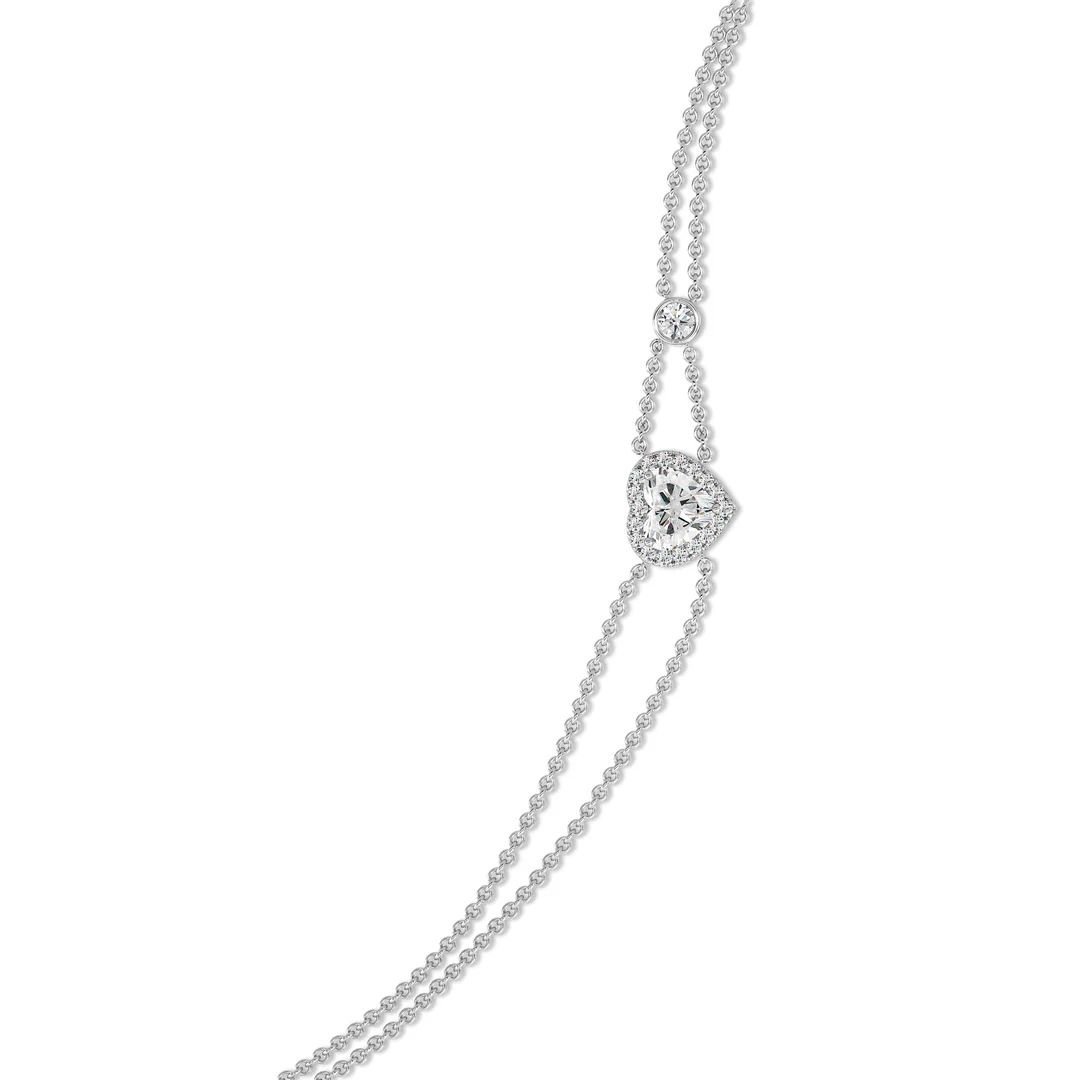 Double Chain Design Halo Bracelet Heart-Cut - Image 6