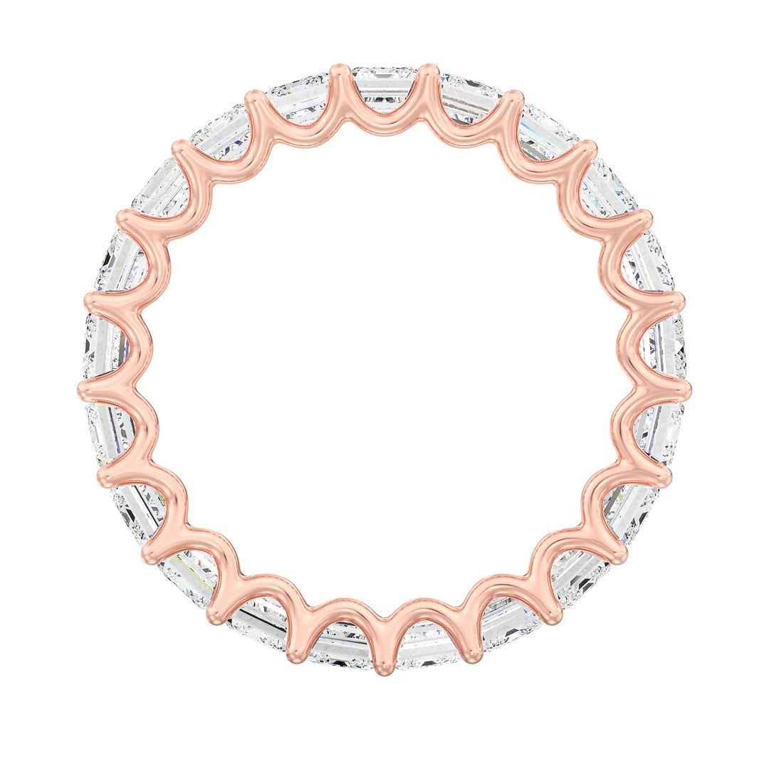 Emerald-Cut Diamond Scalloped Eternity Band - Image 10