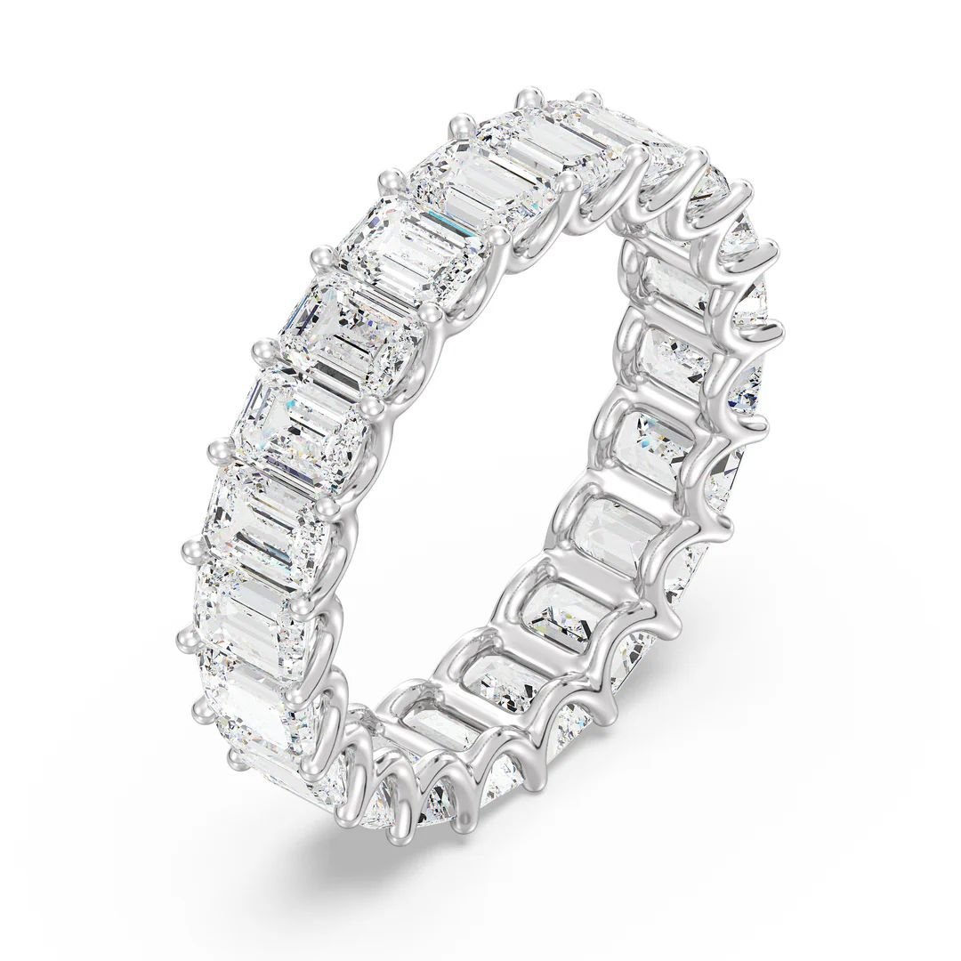 Emerald-Cut Diamond Scalloped Eternity Band - Image 8