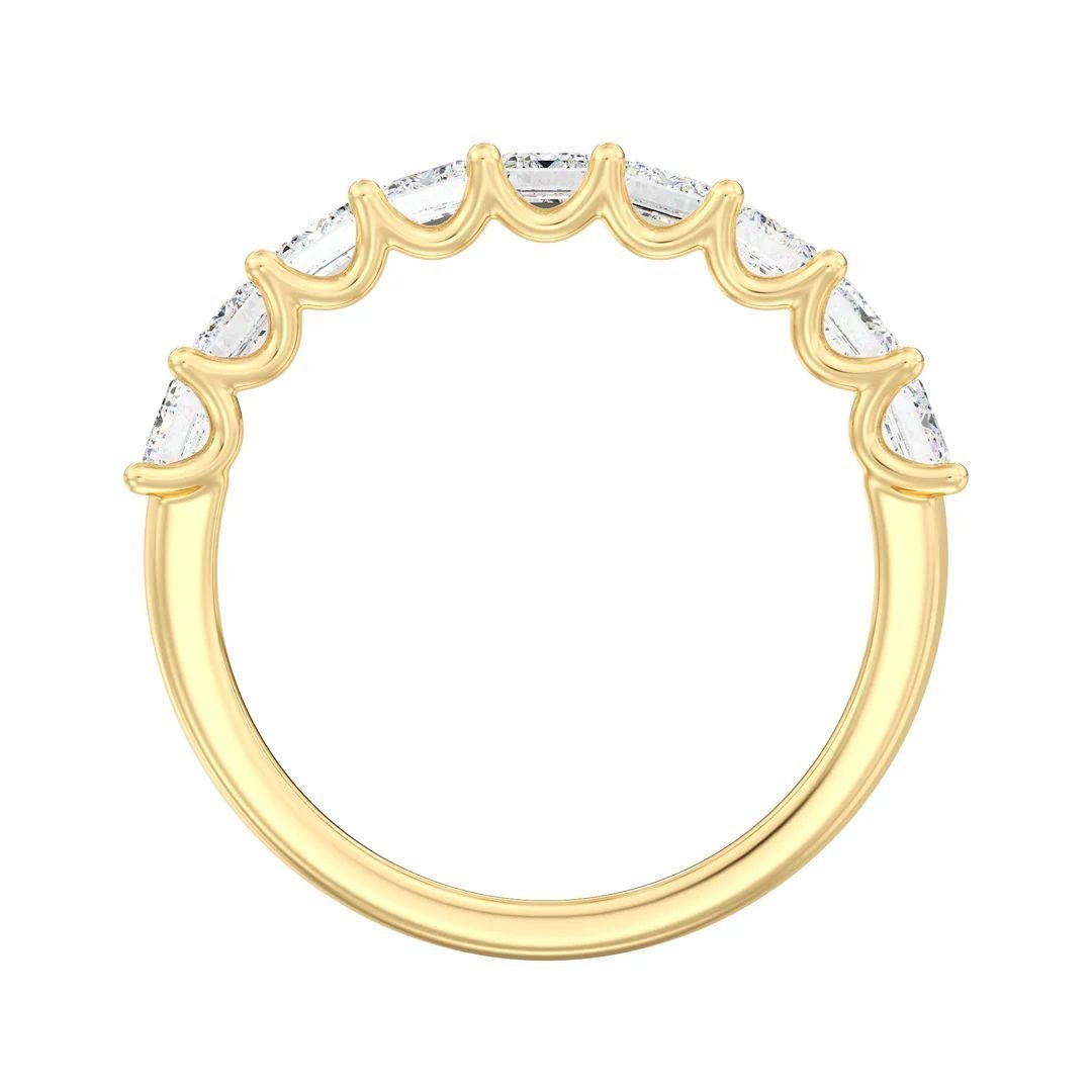 Emerald Cut Scalloped Half Eternity Wedding Ring - Image 2