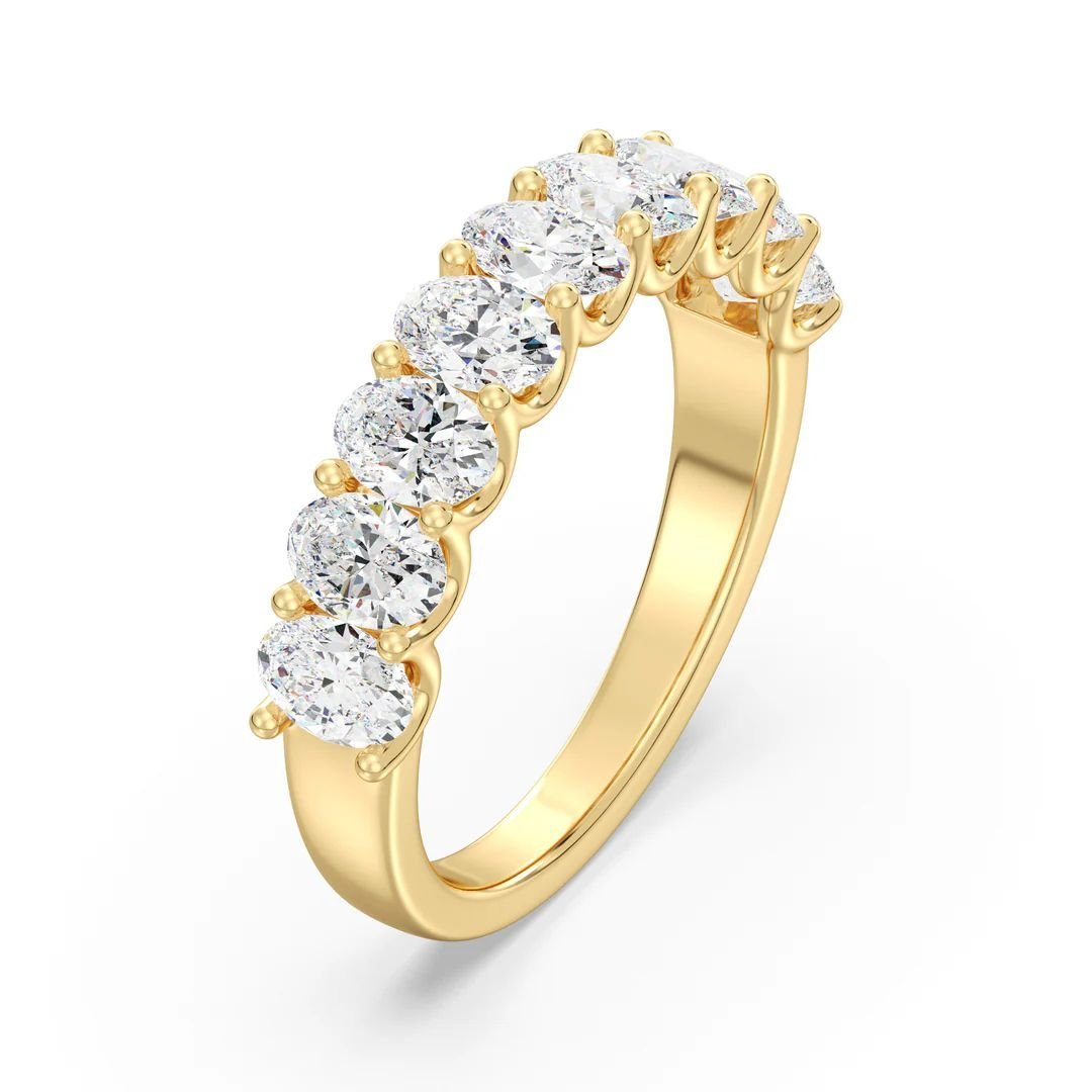 Oval Cut Scalloped Half Eternity Wedding Ring - Image 4