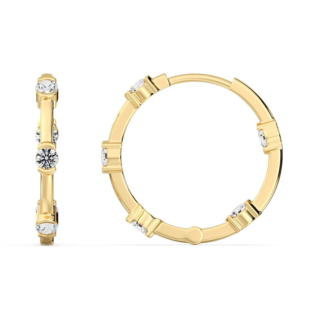 Half Bezel Hoop Earrings - Image 3
