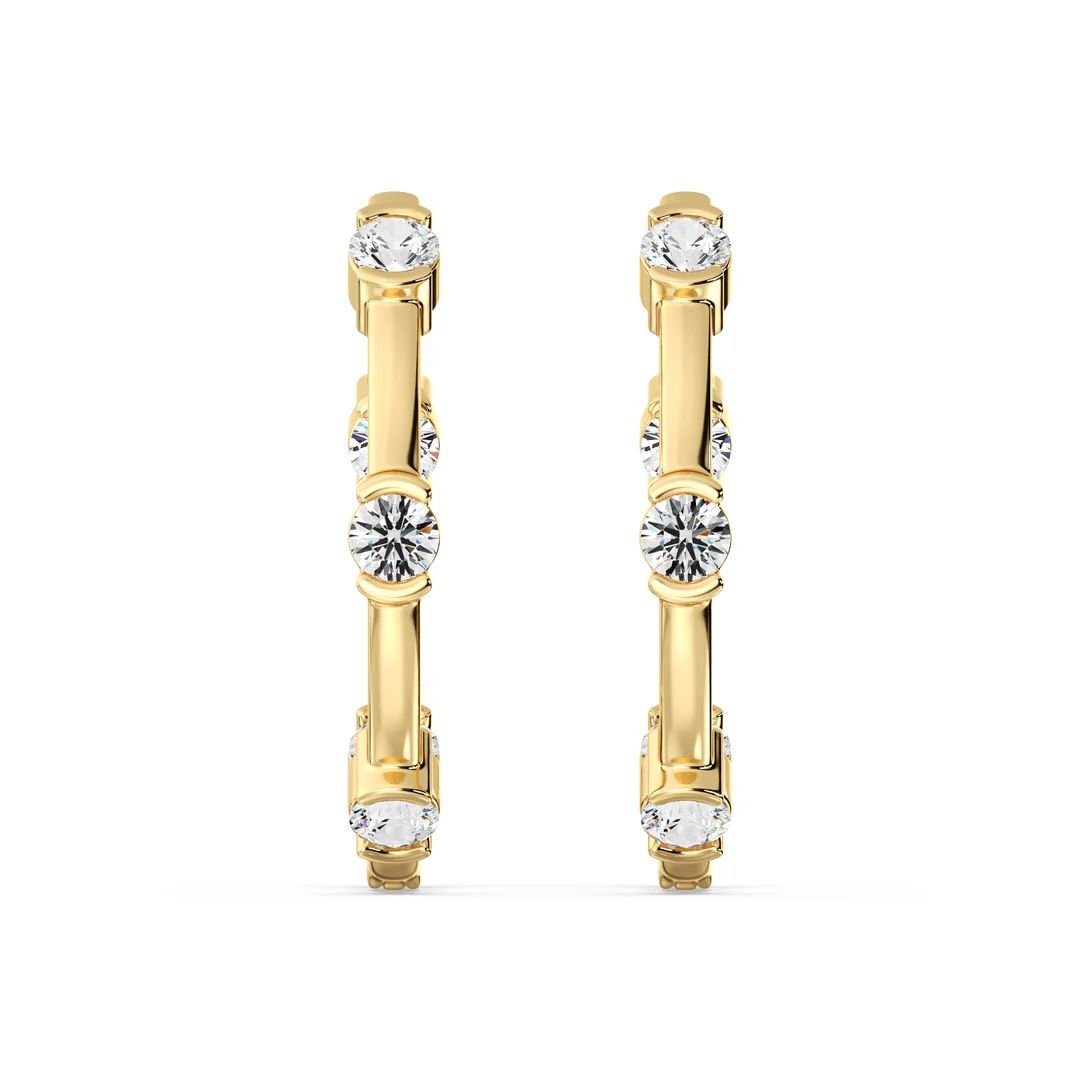 Half Bezel Hoop Earrings - Image 2
