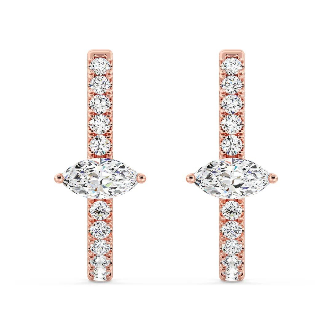 Marquise cut Halo Hoop Earrings - Image 6