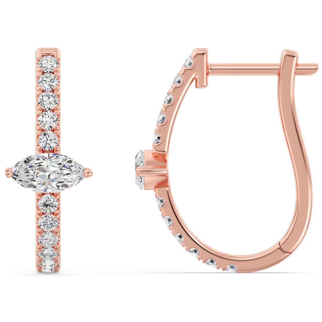 Marquise cut Halo Hoop Earrings - Image 5