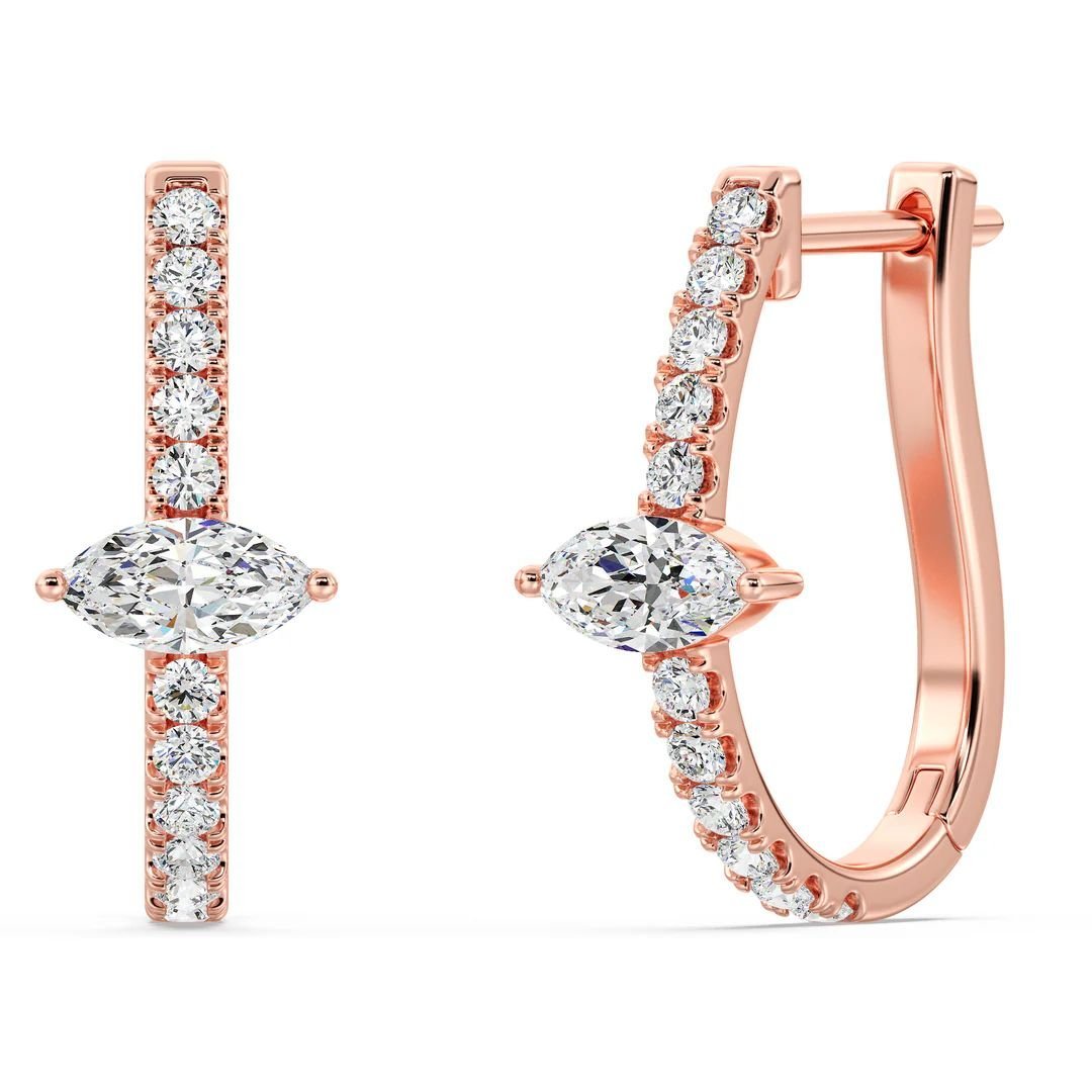 Marquise cut Halo Hoop Earrings - Image 4