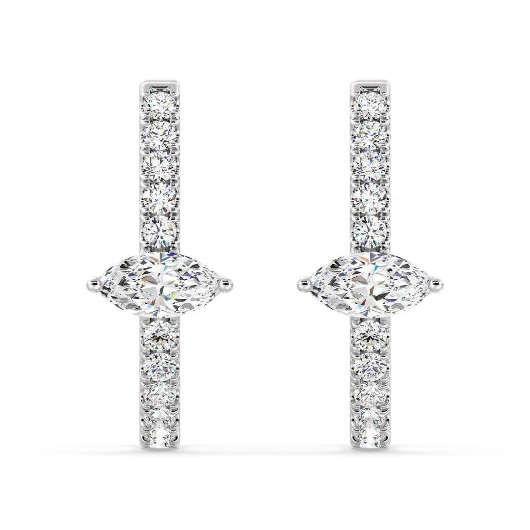 Marquise cut Halo Hoop Earrings - Image 8