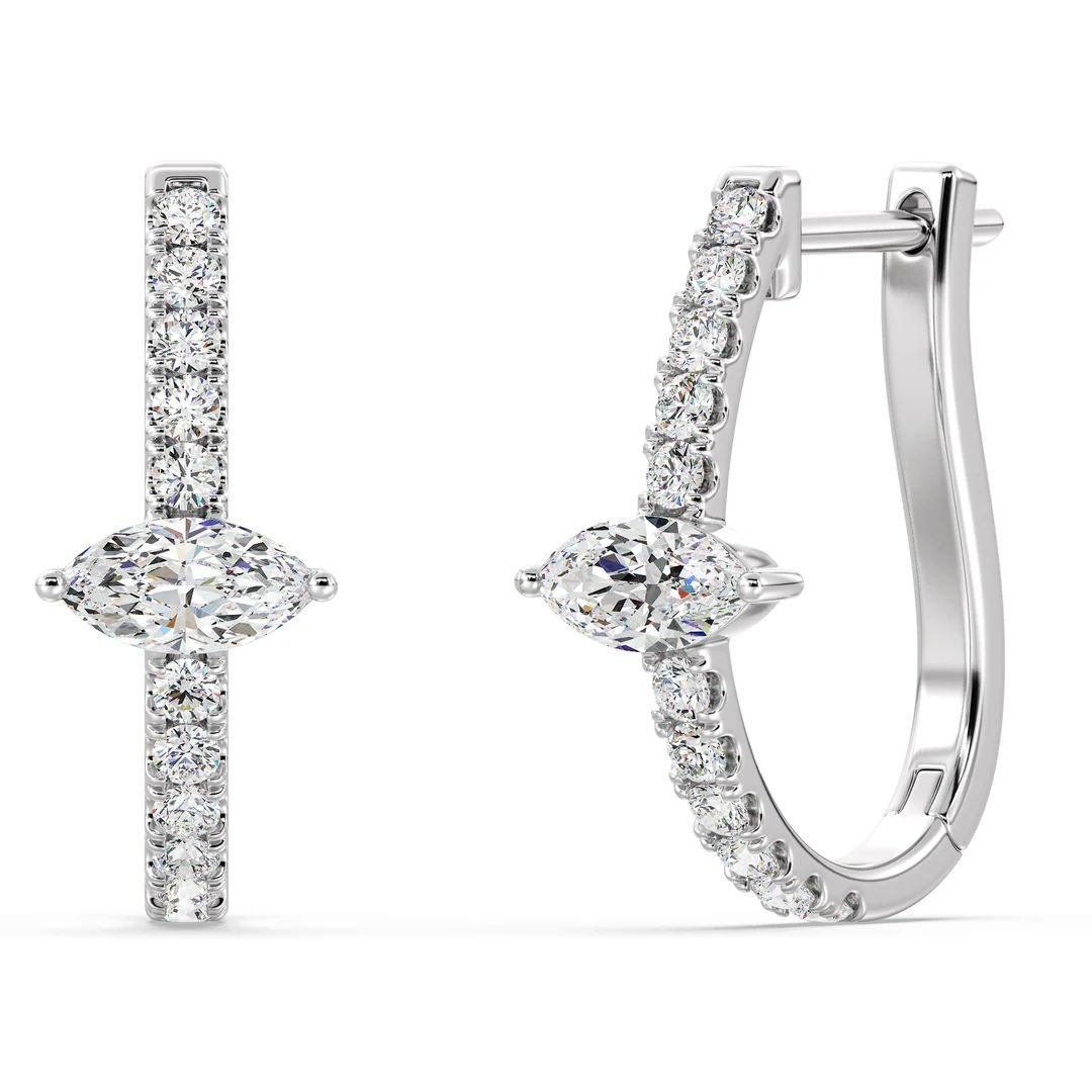 Marquise cut Halo Hoop Earrings - Image 7