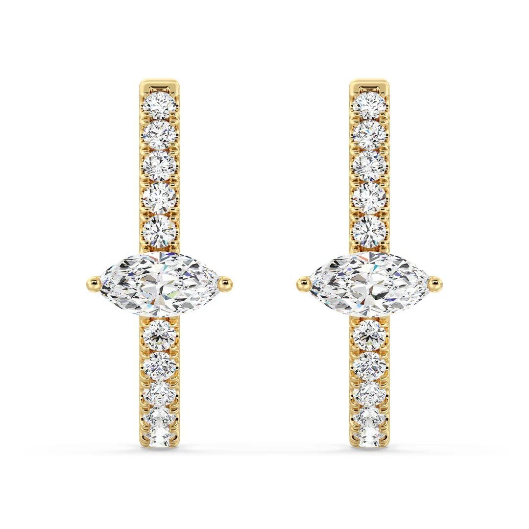 Marquise cut Halo Hoop Earrings - Image 2