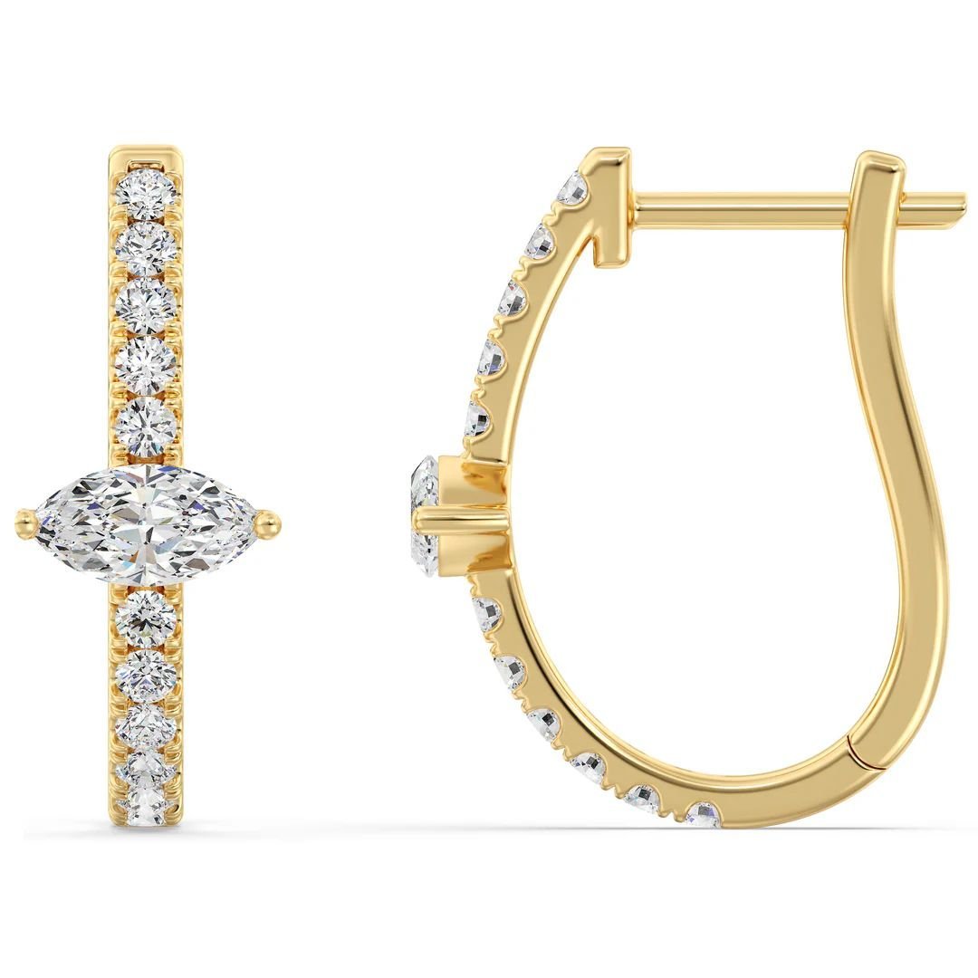 Marquise cut Halo Hoop Earrings - Image 3