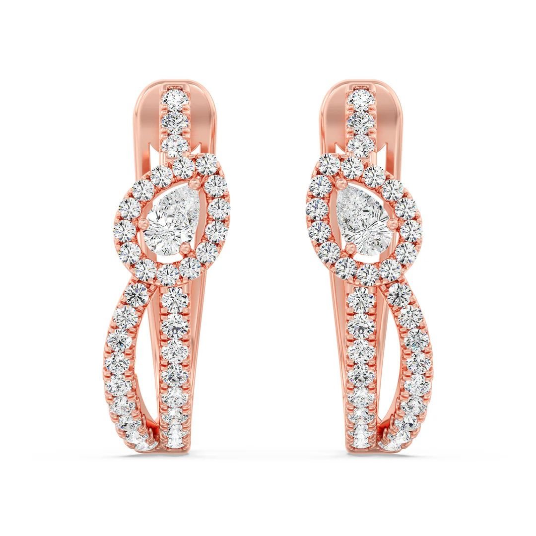 Pear-Cut Twisted Hoop Earrings - Image 6