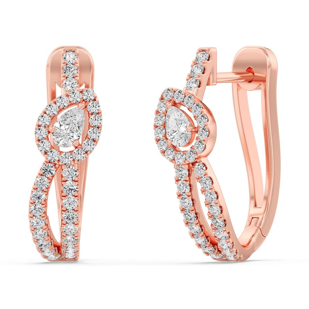 Pear-Cut Twisted Hoop Earrings - Image 4