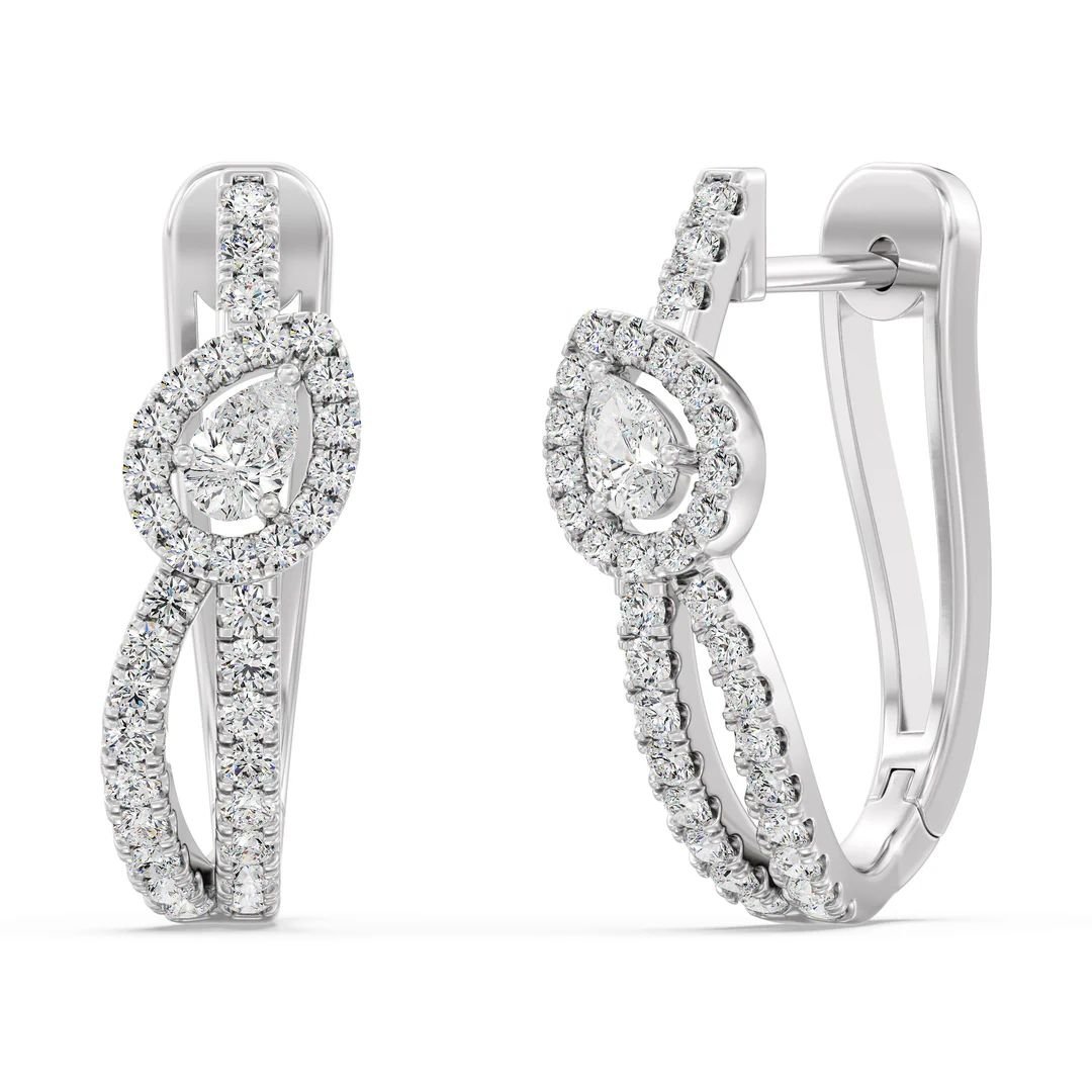 Pear-Cut Twisted Hoop Earrings - Image 7