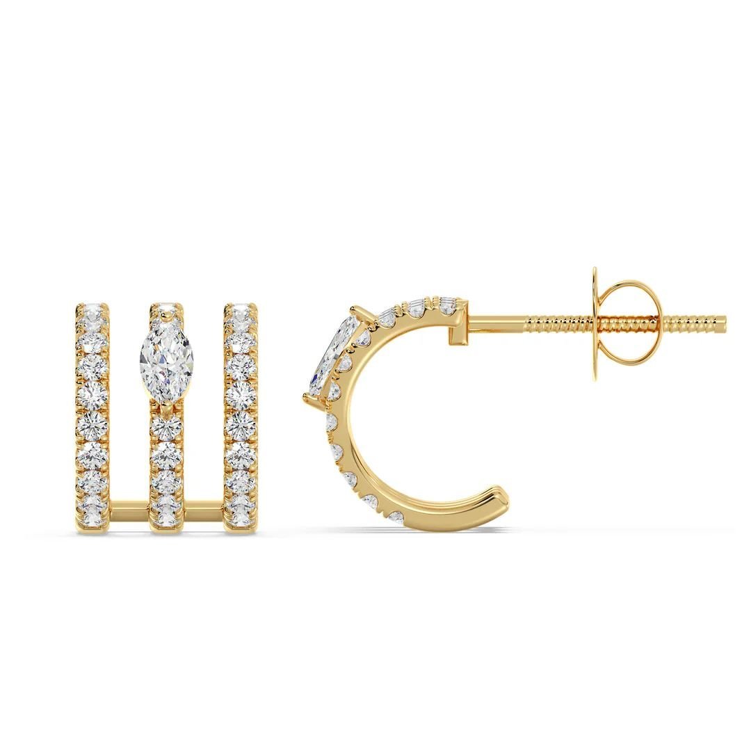 Triple Row Hoop Earrings