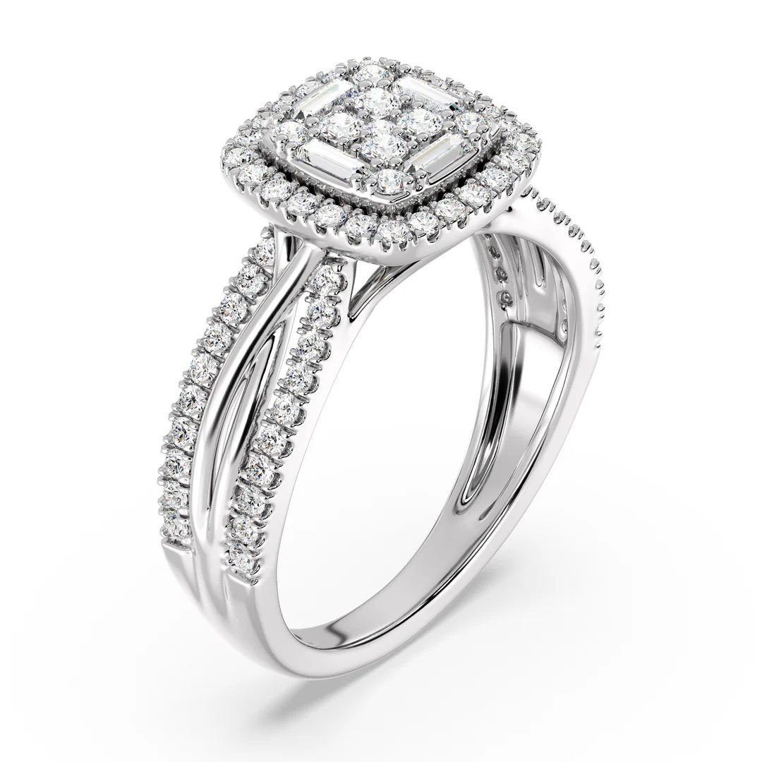 Vintage Style Cushion Halo Engagement Ring - Image 8