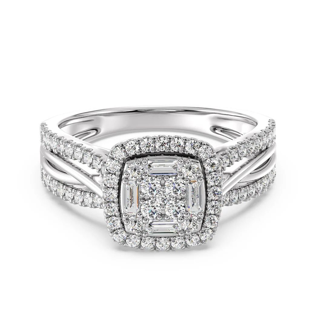 Vintage Style Cushion Halo Engagement Ring - Image 5