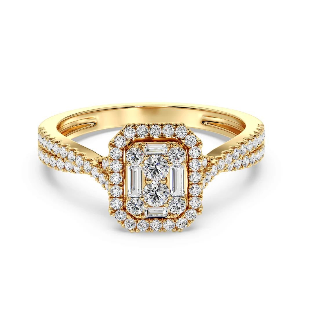 Emerald Cluster Halo Engagement Ring
