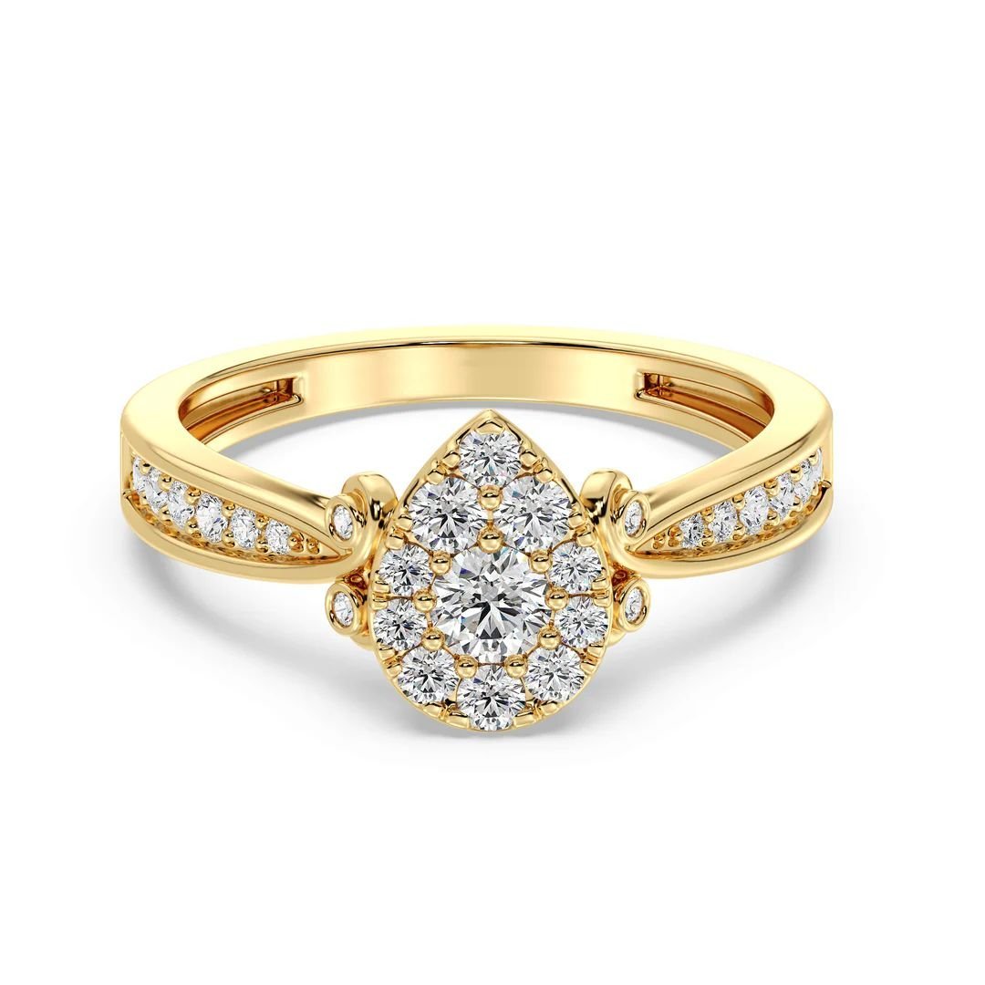 Pear Shaped Cluster Halo Engagement Ring