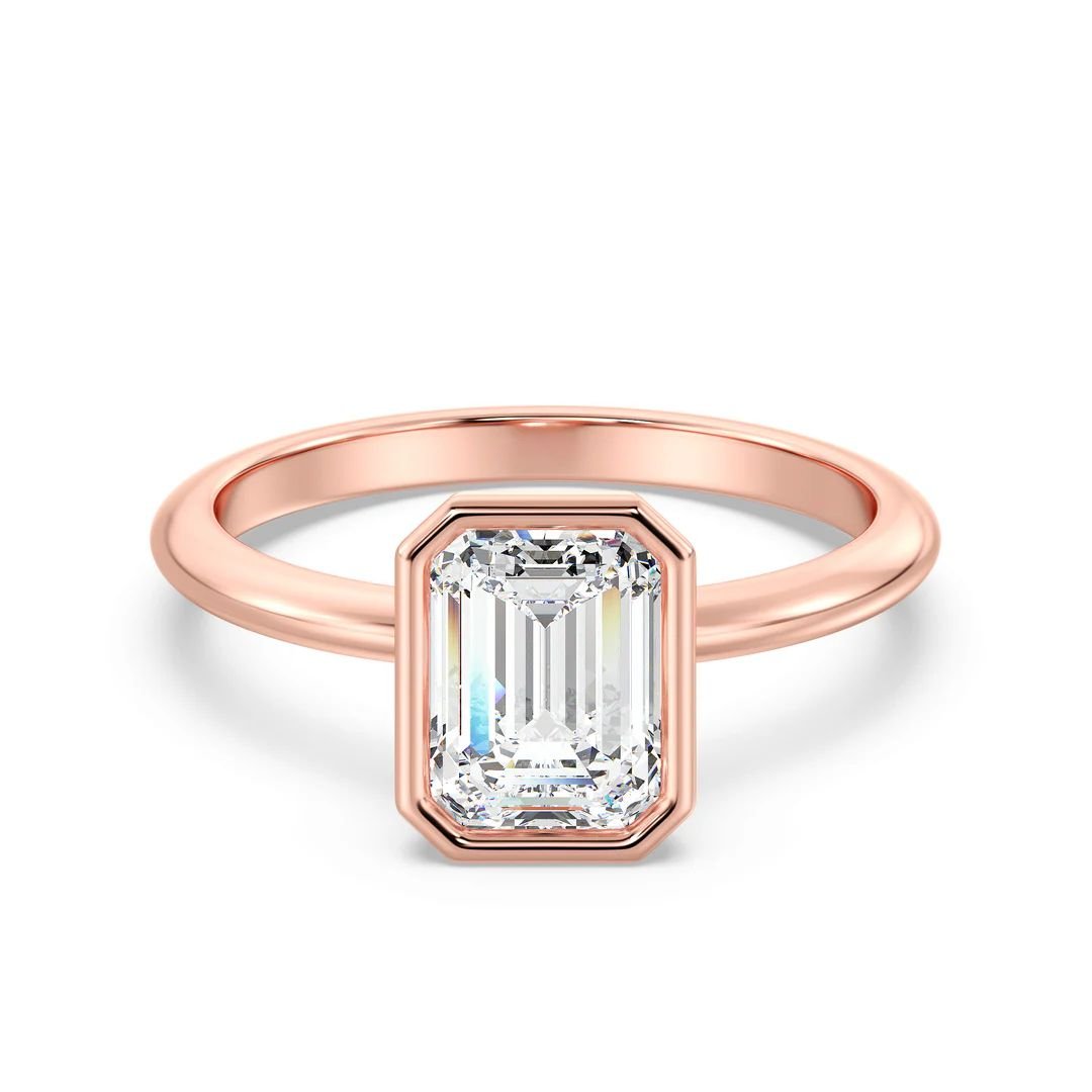 Emerald Bezel Solitaire Ring - Image 9