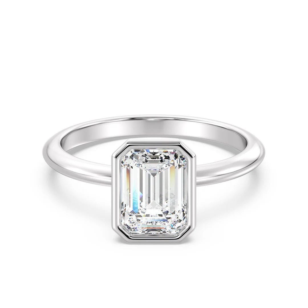 Emerald Bezel Solitaire Ring - Image 5