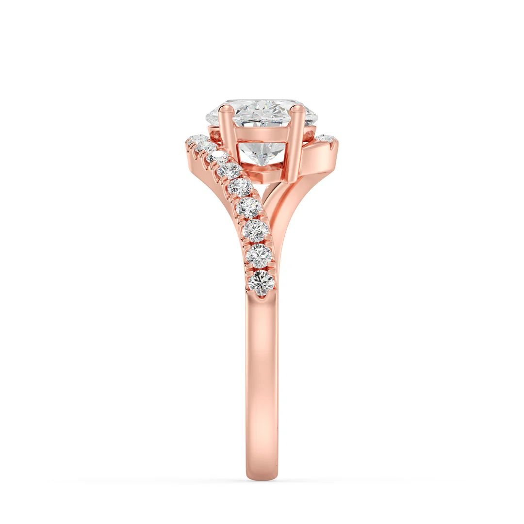 Oval Bypass Engagement Ring with Pavé Accent - Image 15