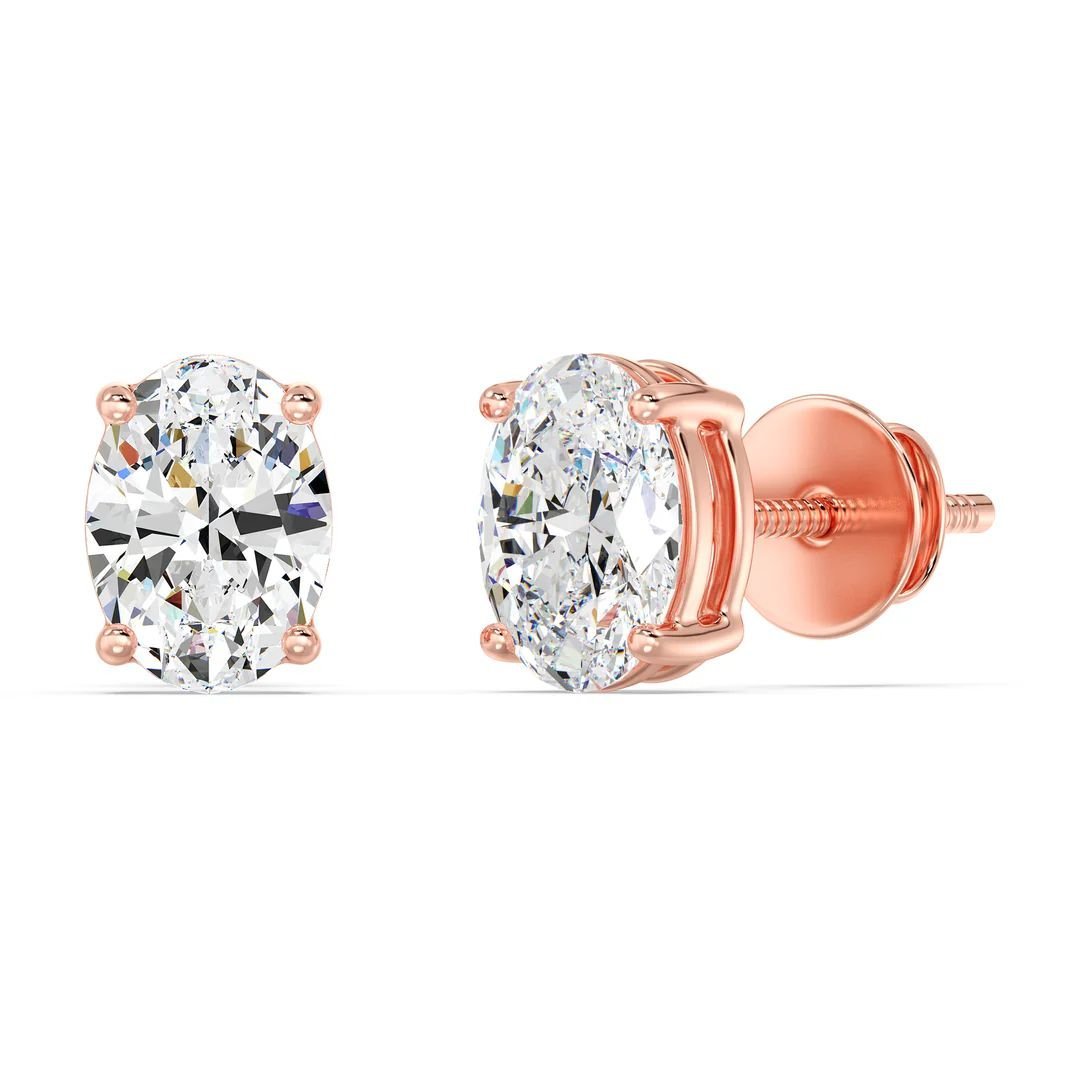 Oval Cut Lab Grown Diamond Stud Earrings (0.20–4.00 CTTW) - Image 4