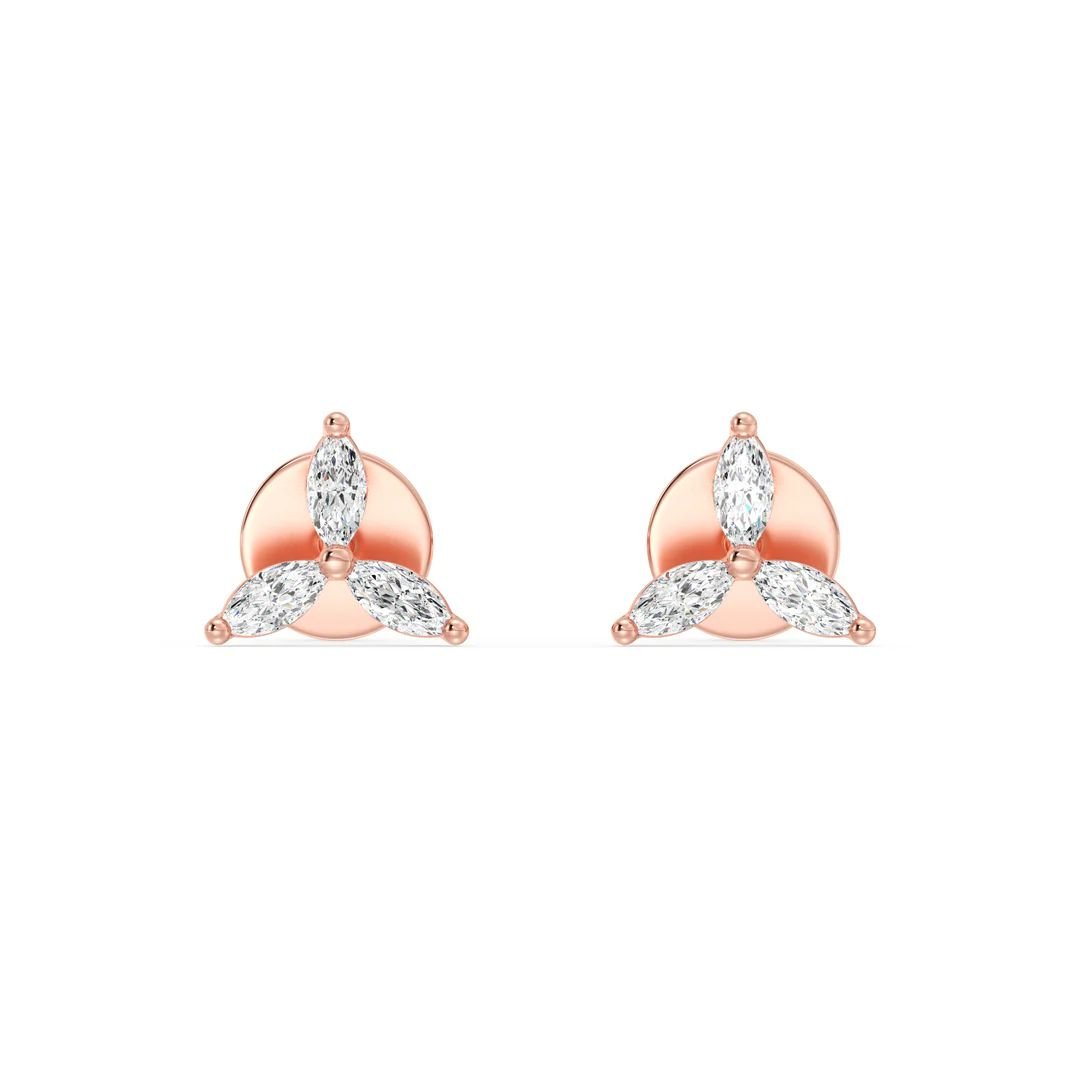 Marquise Cut Three Stone Stud Earrings - Image 5