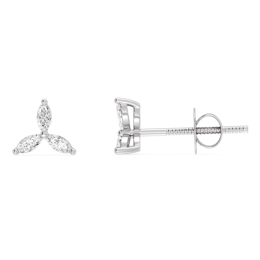 Marquise Cut Three Stone Stud Earrings - Image 9