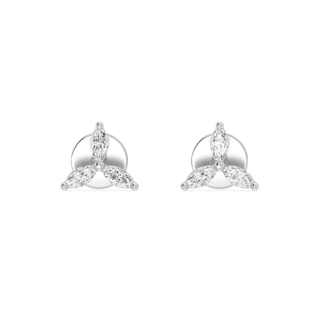 Marquise Cut Three Stone Stud Earrings - Image 8
