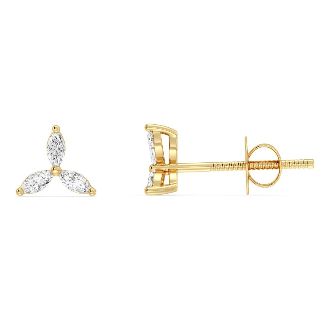 Marquise Cut Three Stone Stud Earrings - Image 3