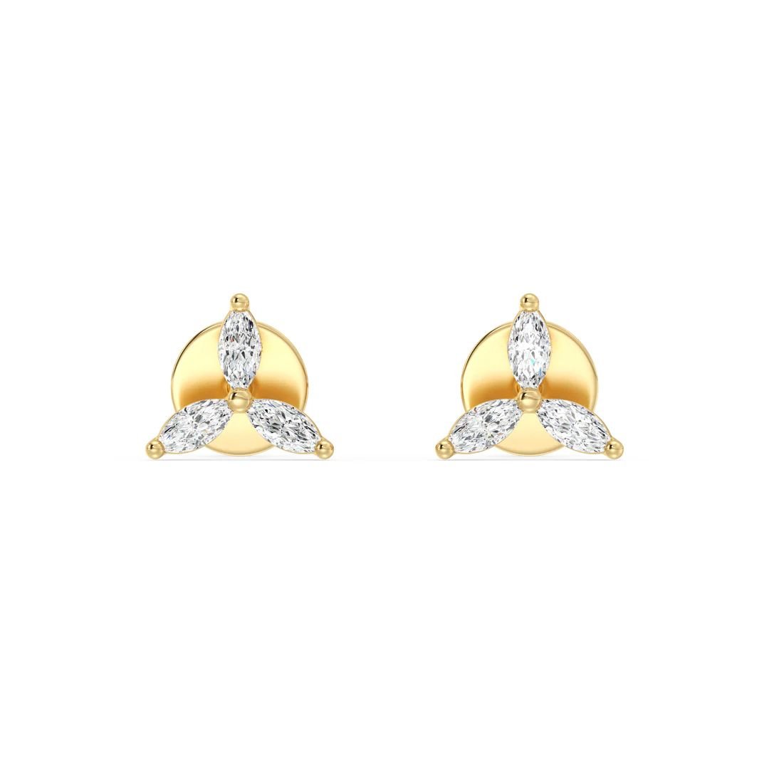 Marquise Cut Three Stone Stud Earrings - Image 2