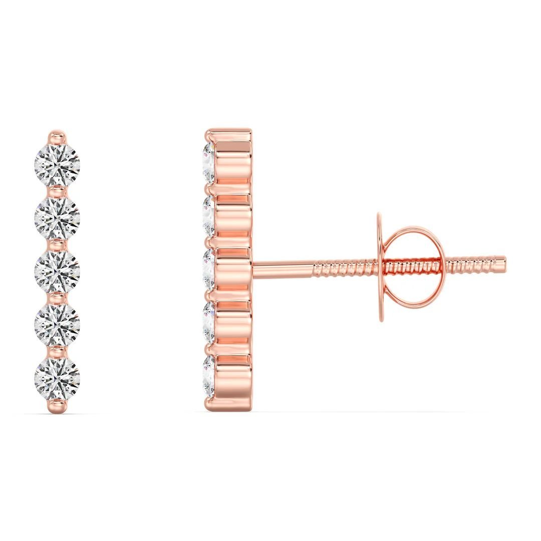 Lab Grown Diamond Long Bar Stud Earrings - Image 6