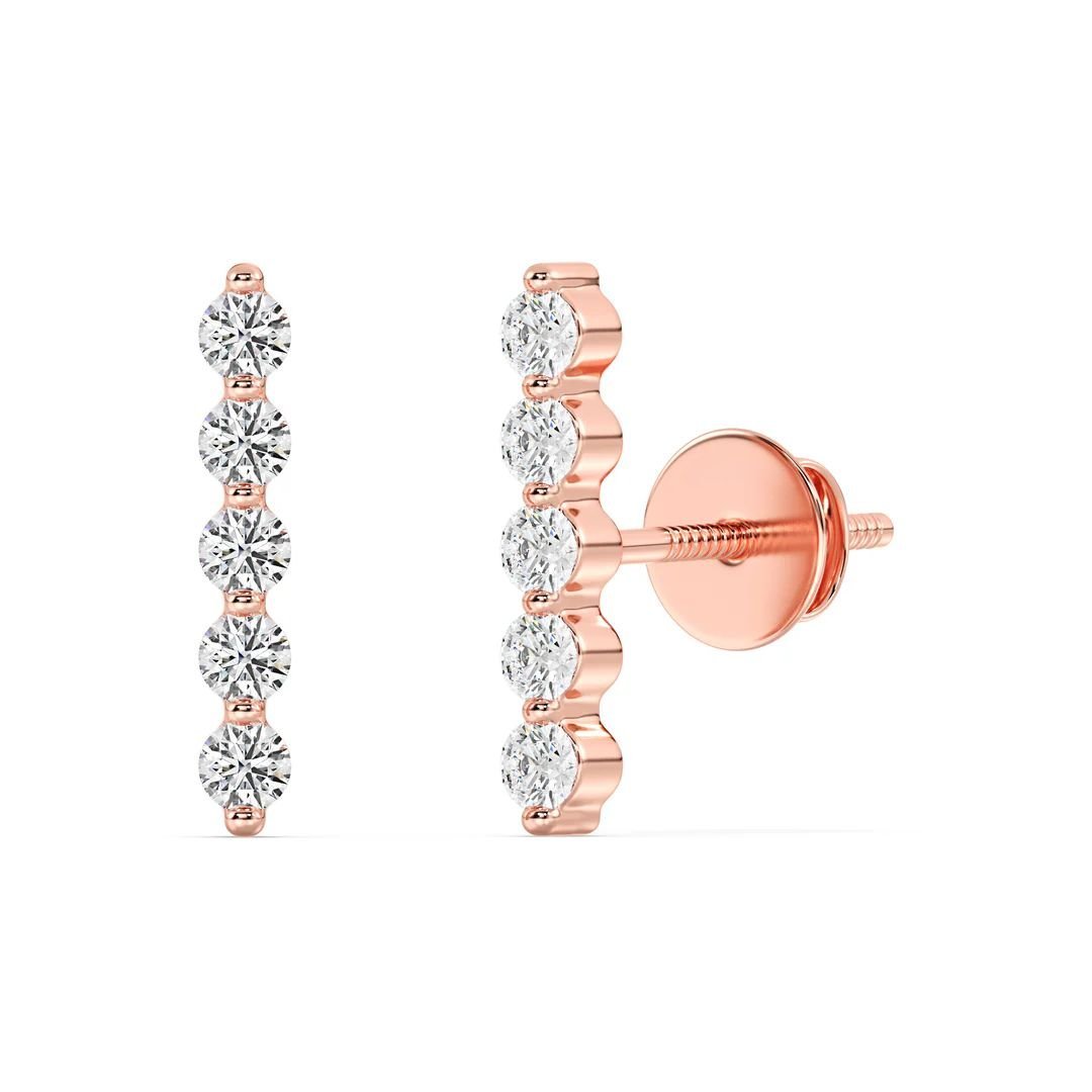 Lab Grown Diamond Long Bar Stud Earrings - Image 4