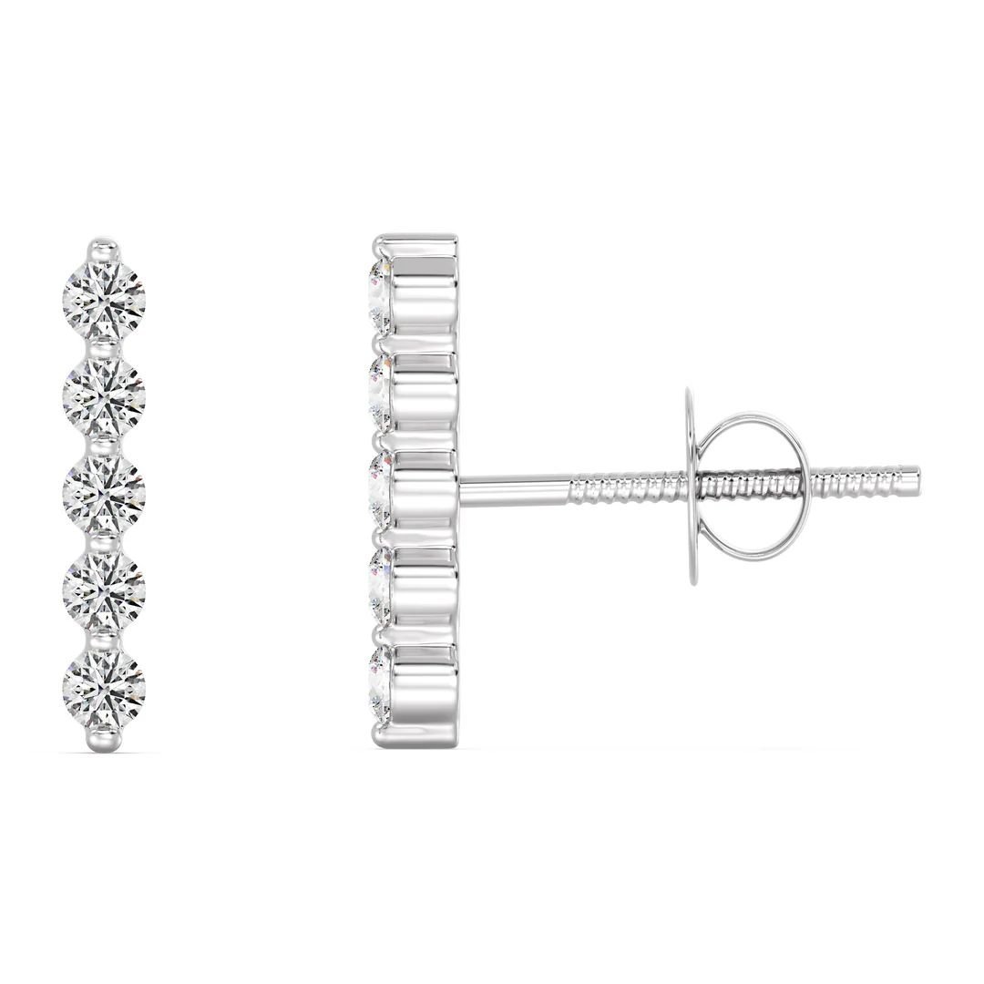 Lab Grown Diamond Long Bar Stud Earrings - Image 9