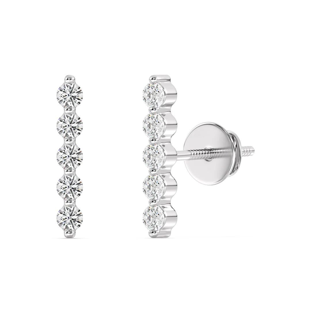 Lab Grown Diamond Long Bar Stud Earrings - Image 7
