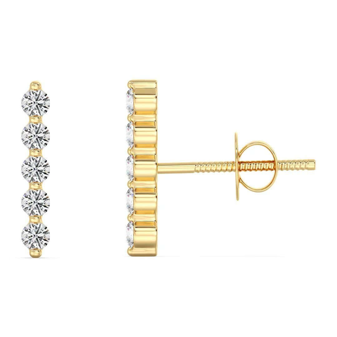 Lab Grown Diamond Long Bar Stud Earrings - Image 3