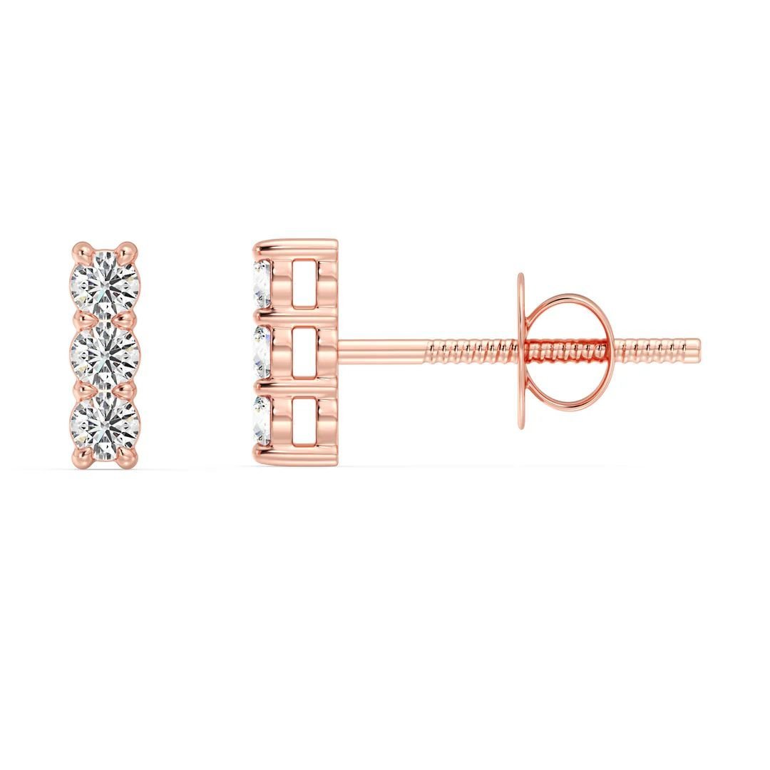 Lab Grown Diamond Bar Stud Earrings - Image 6