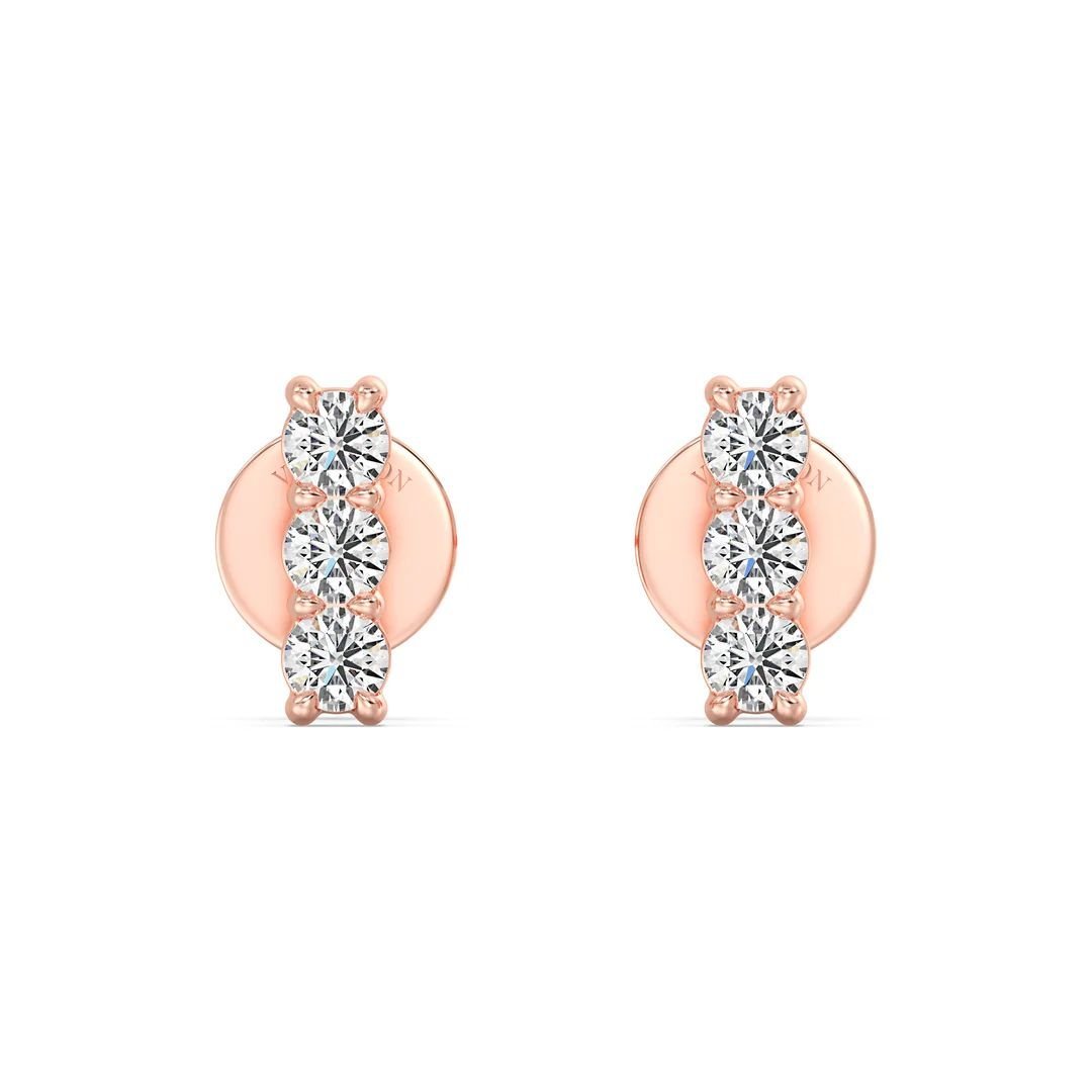 Lab Grown Diamond Bar Stud Earrings - Image 5
